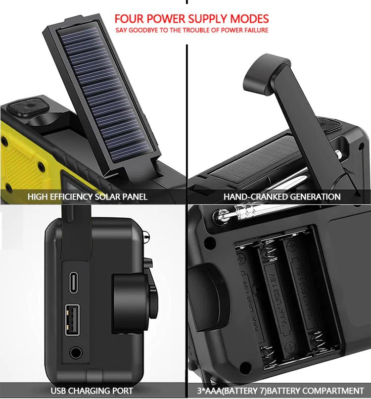 Nödradio komplett med solceller och vev - Seniordeal