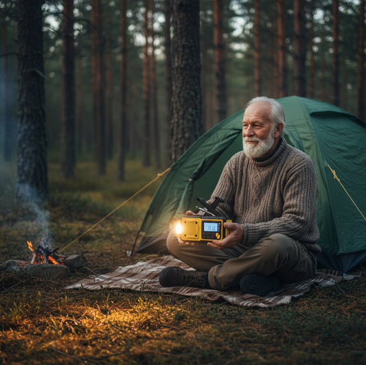 Nödradio komplett med solceller och vev - Seniordeal