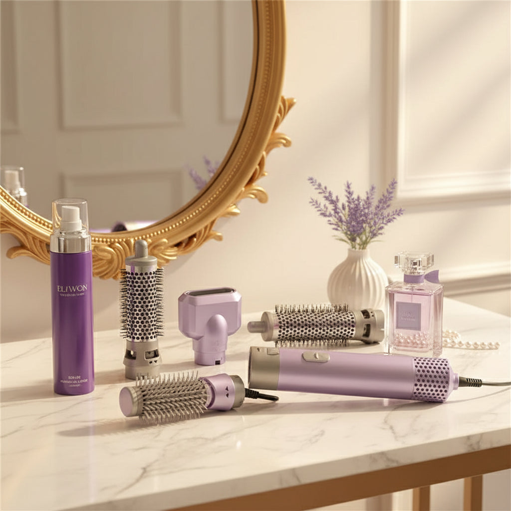 5-in-1 Automatisk varmborste och lock-platttång